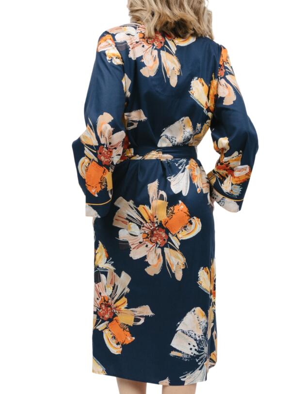 Cyberjammies Cosmo Long Dressing Gown Navy Floral Print