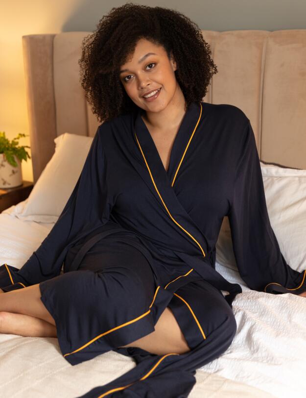 Cyberjammies Cosmo Long Dressing Gown Navy