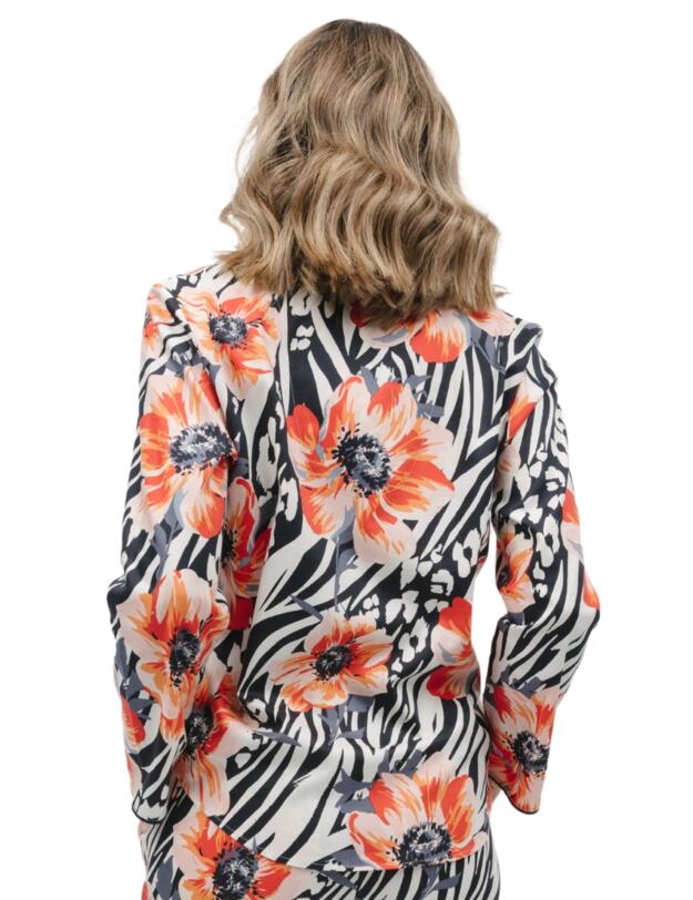 Cyberjammies Nicole Pyjama Top Charcoal Animal Floral Print