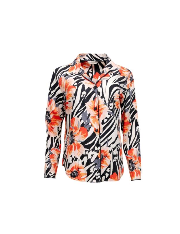 Cyberjammies Nicole Pyjama Top Charcoal Animal Floral Print
