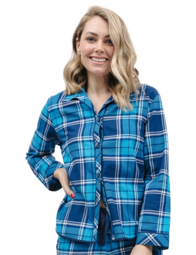 Cyberjammies Bea Pyjama Top Blue Check