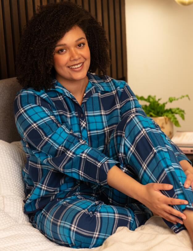 Cyberjammies Bea Pyjama Top Blue Check