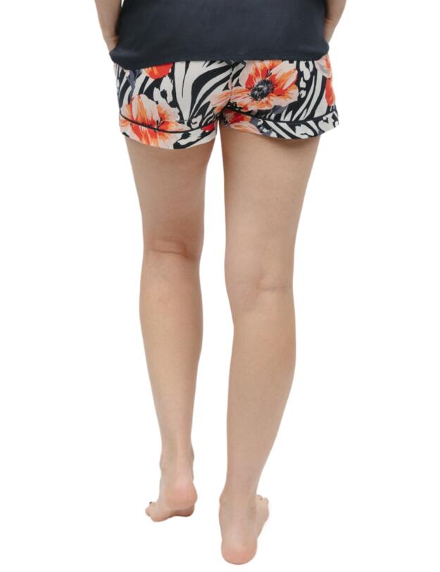 Cyberjammies Nicole Pyjama Shorts Charcoal Animal Floral Print