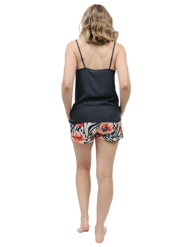 Cyberjammies Nicole Pyjama Shorts Charcoal Animal Floral Print