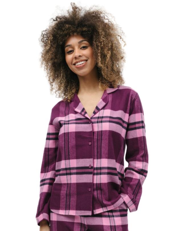 Cyberjammies Eve Pyjama Top Magenta Check 