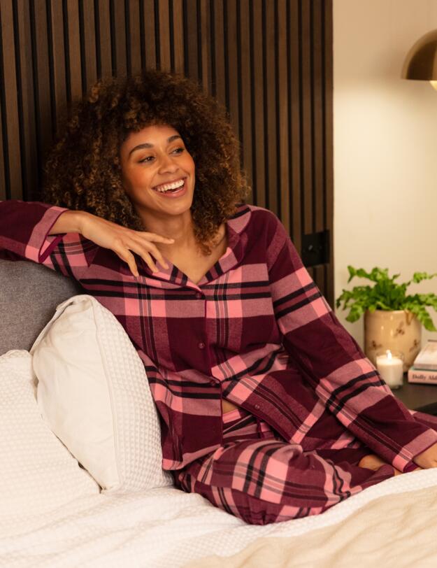 Cyberjammies Eve Pyjama Pants Magenta Check 