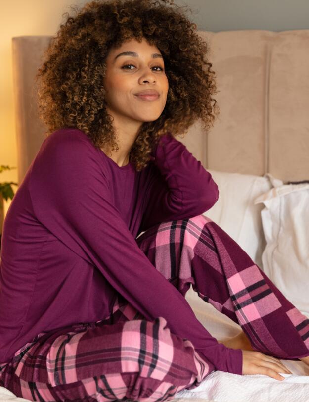 Cyberjammies Eve Pyjama Pants Magenta Check 