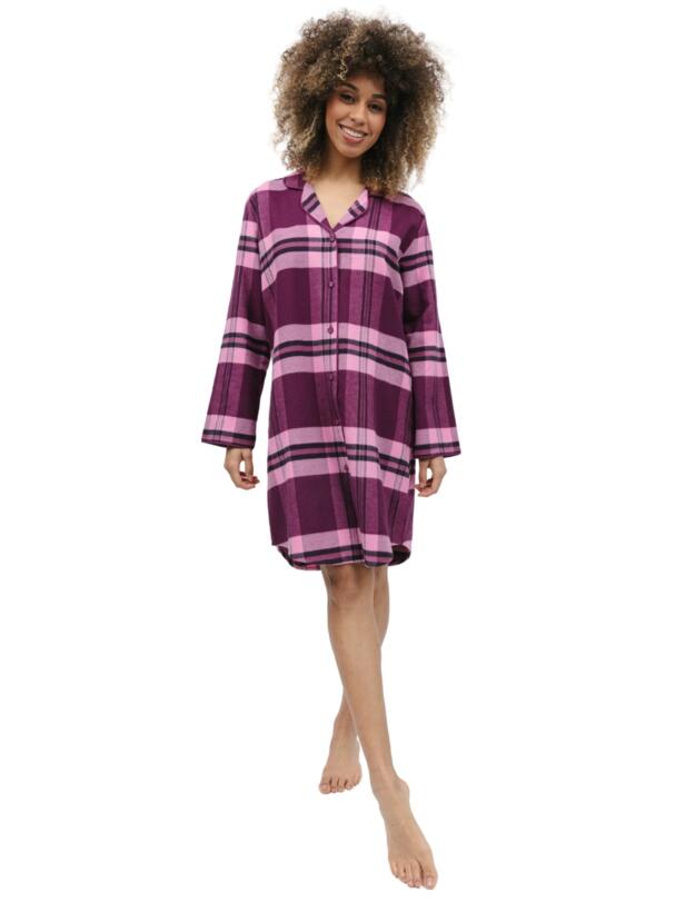 Cyberjammies Eve Nightshirt Magenta Check 