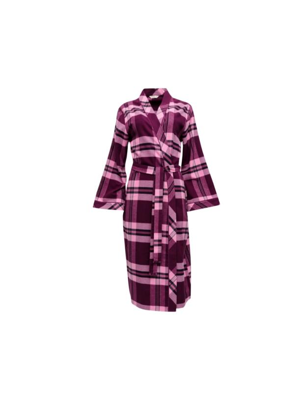 Cyberjammies Eve Long Dressing Gown Magenta Check 