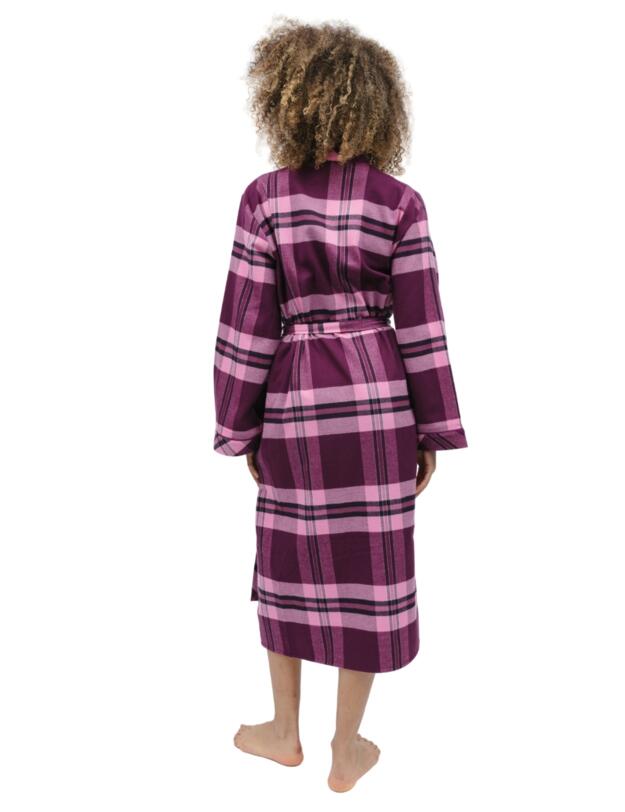 Cyberjammies Eve Long Dressing Gown Magenta Check 