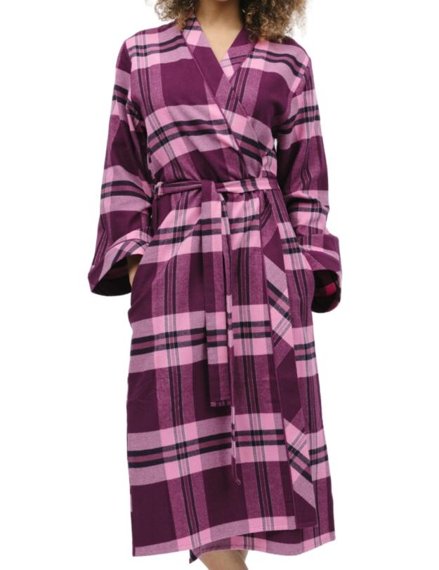 Cyberjammies Eve Long Dressing Gown Magenta Check 
