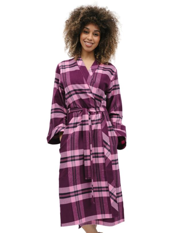 Cyberjammies Eve Long Dressing Gown Magenta Check 