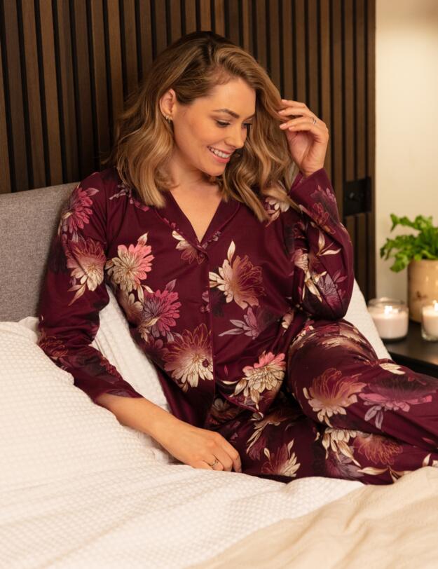 Cyberjammies Eve Pyjama Top Magenta Floral Top