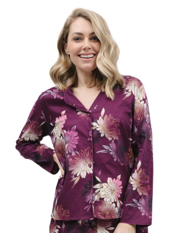 Cyberjammies Eve Pyjama Top Magenta Floral Top