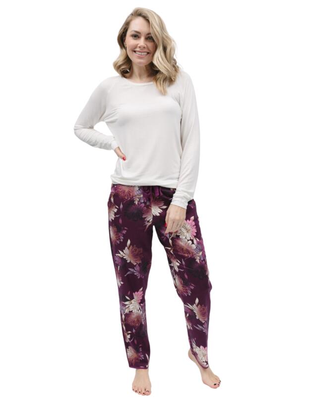 Cyberjammies Eve Pyjama Pants Magenta Floral Top