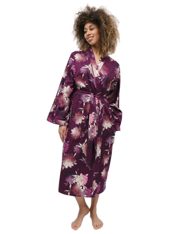Cyberjammies Eve Long Dressing Gown Magenta Floral Top