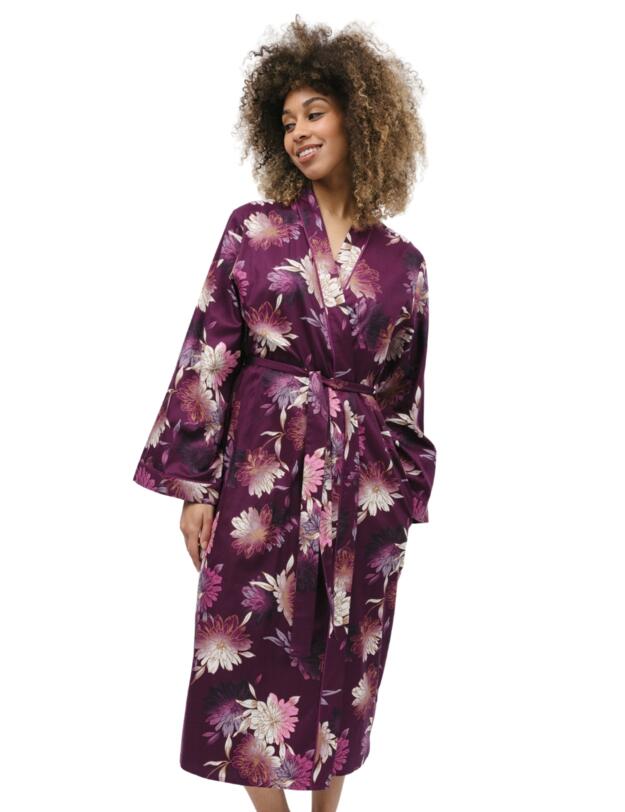 Cyberjammies Eve Long Dressing Gown Magenta Floral Top