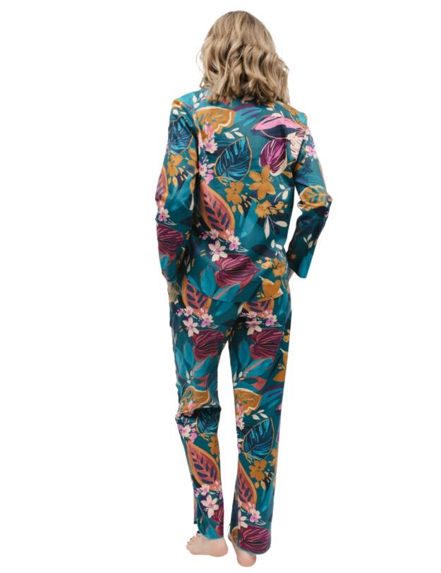 Cyberjammies Maple Pyjama Top Teal Leaf Print