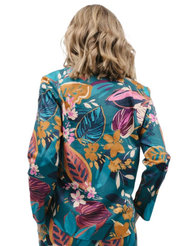 Cyberjammies Maple Pyjama Top Teal Leaf Print
