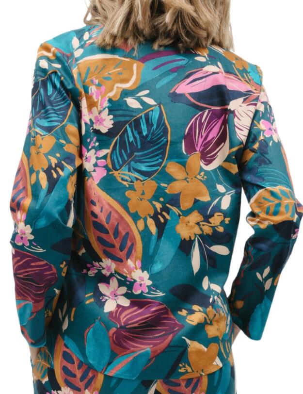 Cyberjammies Maple Pyjama Top Teal Leaf Print