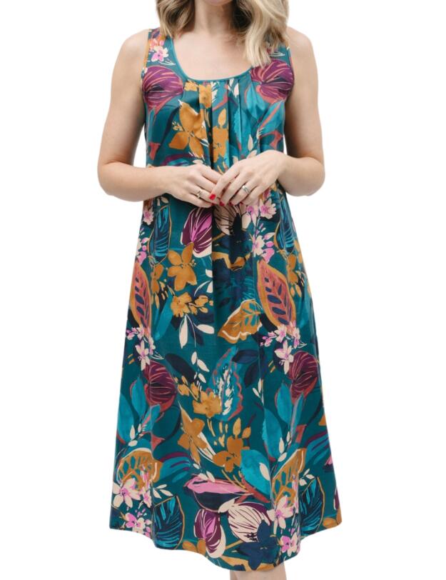 Cyberjammies Maple Nightdress Teal Leaf Print 