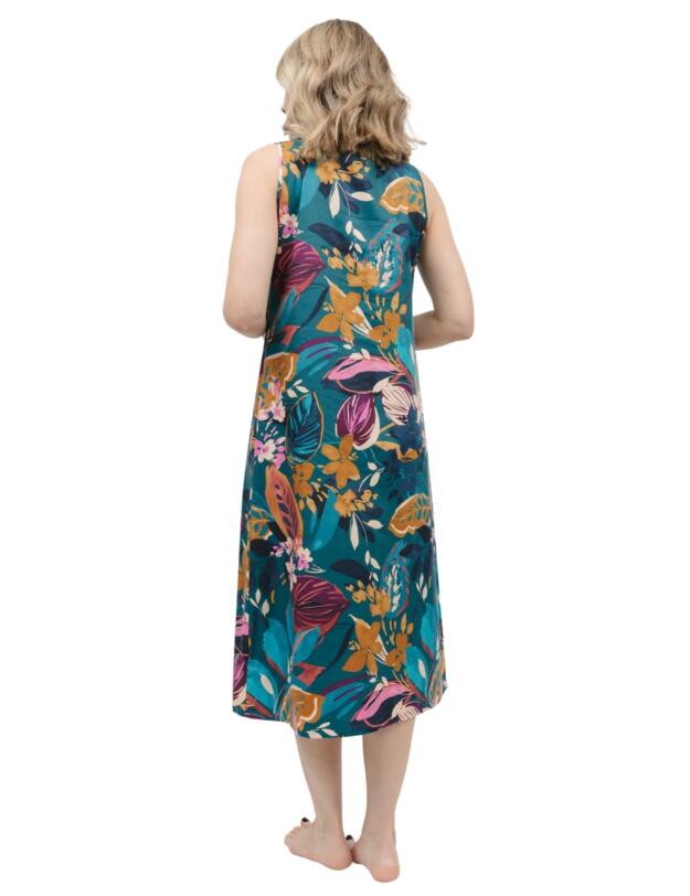 Cyberjammies Maple Nightdress Teal Leaf Print 
