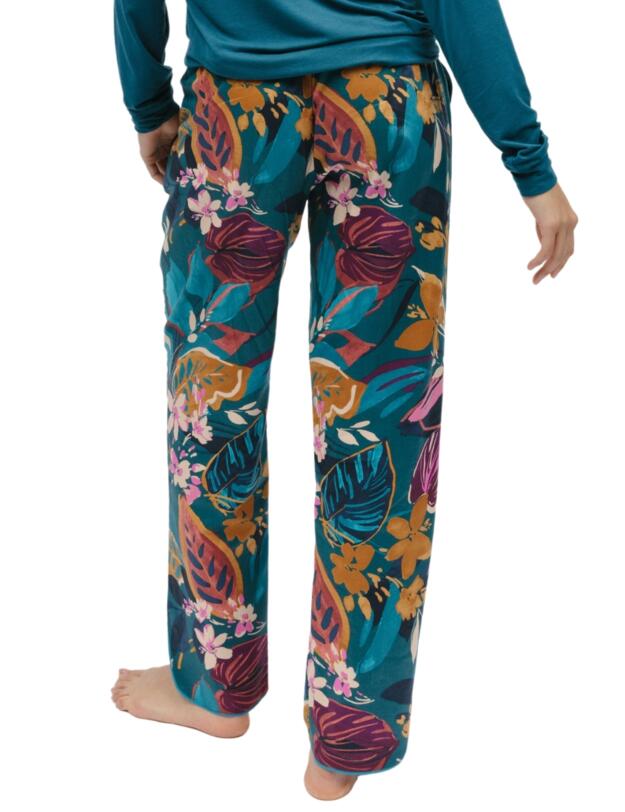 Cyberjammies Maple Pyjama Pants Teal Leaf Print 