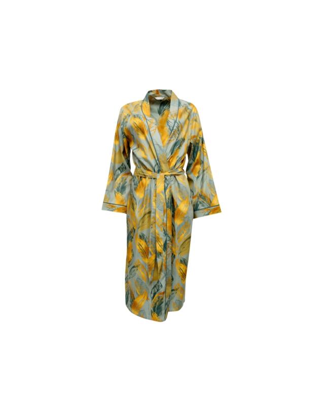 Cyberjammies Hannah Long Dressing Gown Sage Green Leaf Print
