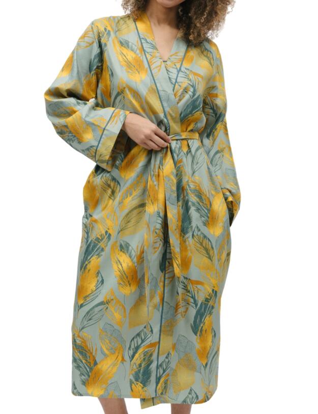 Cyberjammies Hannah Long Dressing Gown Sage Green Leaf Print