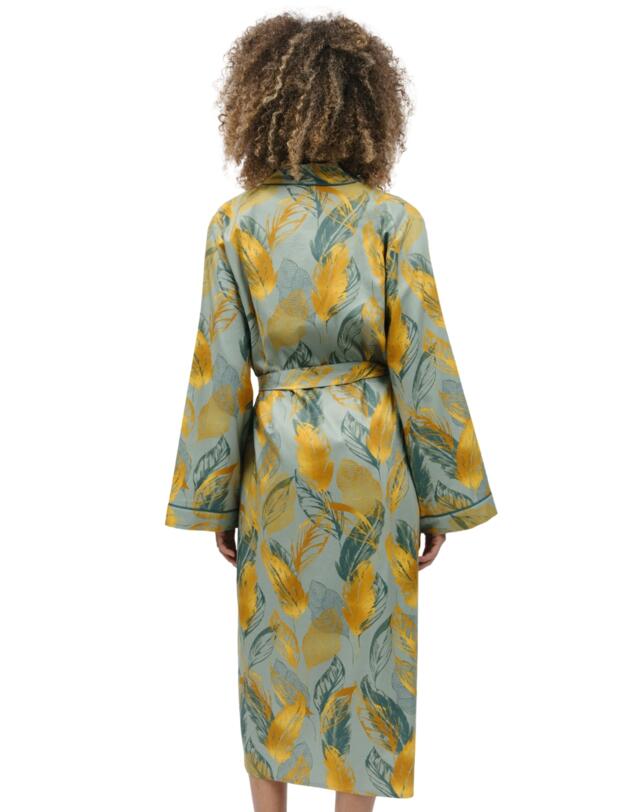 Cyberjammies Hannah Long Dressing Gown Sage Green Leaf Print