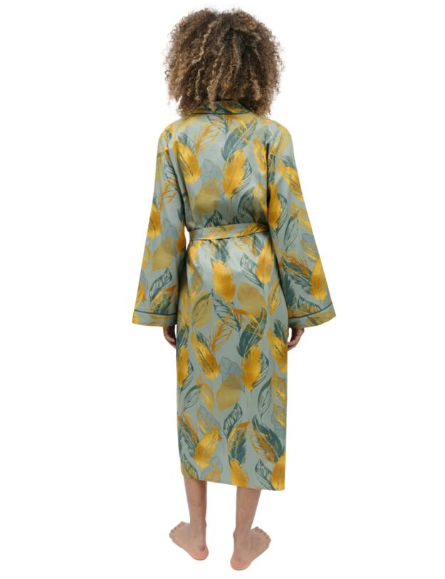 Cyberjammies Hannah Long Dressing Gown Sage Green Leaf Print
