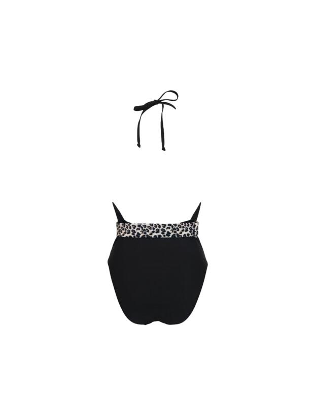 Pour Moi Wild Halterneck Swimsuit Black/Leopard 