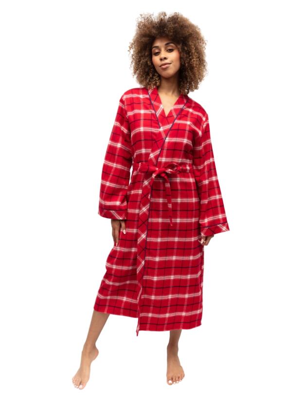 Cyberjammies Noel Long Dressing Gown Red Check