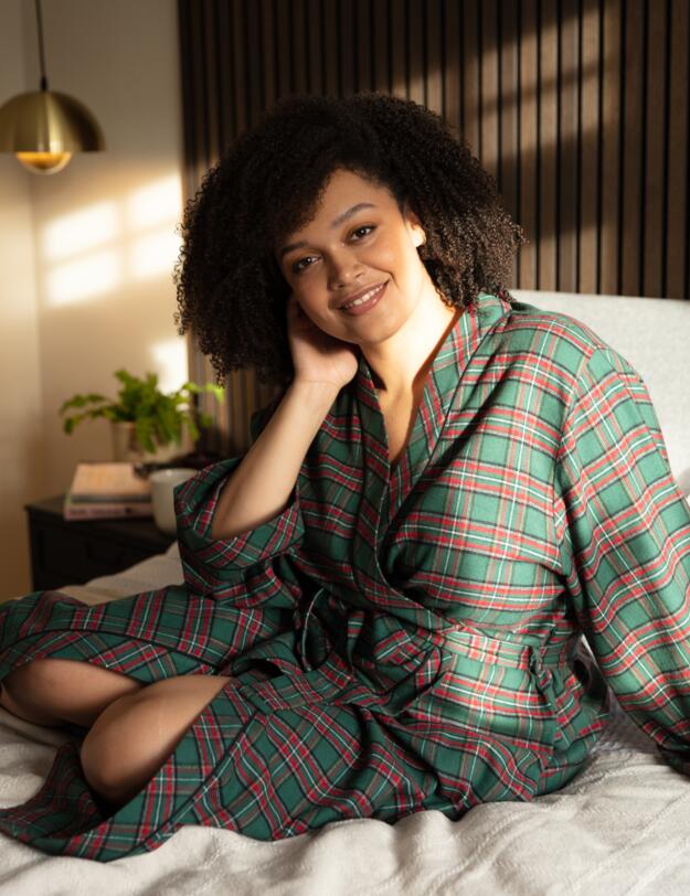 Cyberjammies Whistler Dressing Gown Green Check