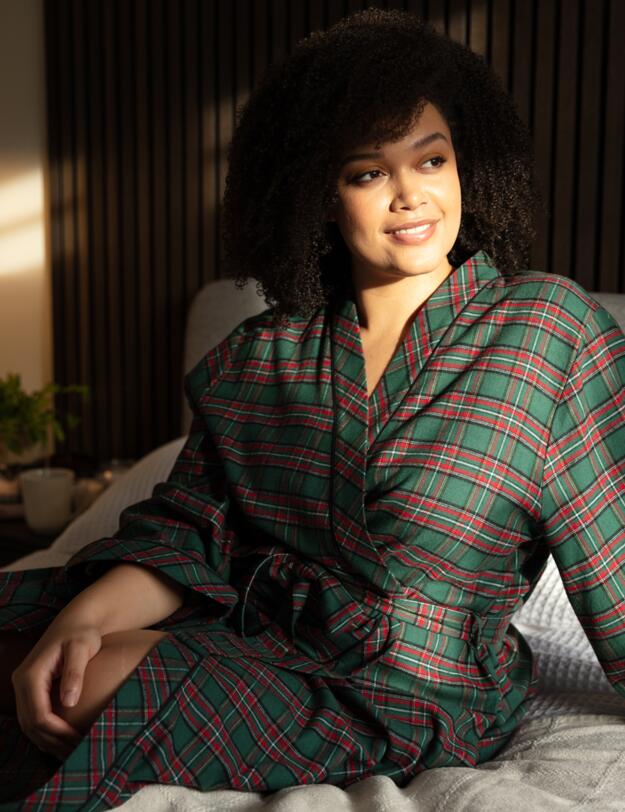 Cyberjammies Whistler Dressing Gown Green Check