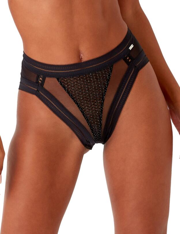 Gossard Contradiction High Waist Brazilian Brief  Black/Silver