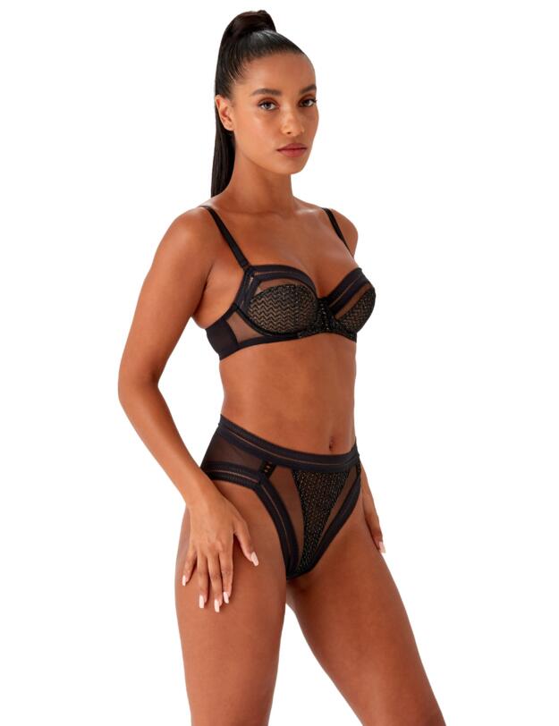 Gossard Contradiction High Waist Brazilian Brief  Black/Silver