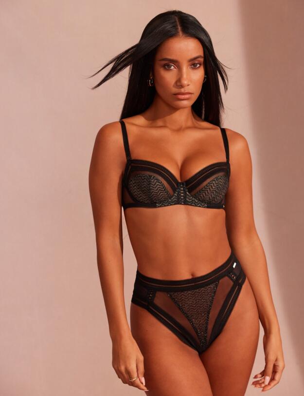 Gossard Contradiction High Waist Brazilian Brief  Black/Silver