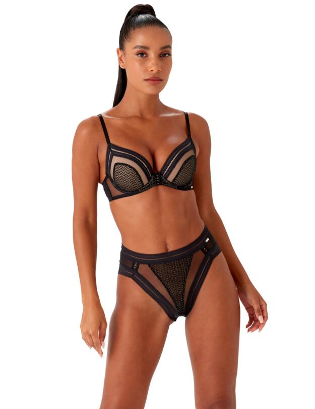 Gossard Contradiction High Waist Brazilian Brief  Black/Silver