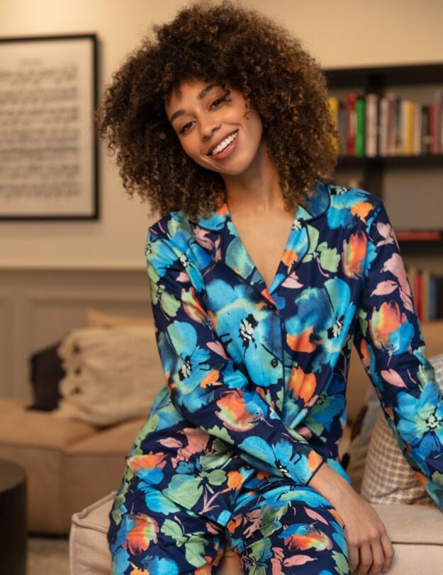 Cyberjammies Bea Pyjama Top Blue Floral
