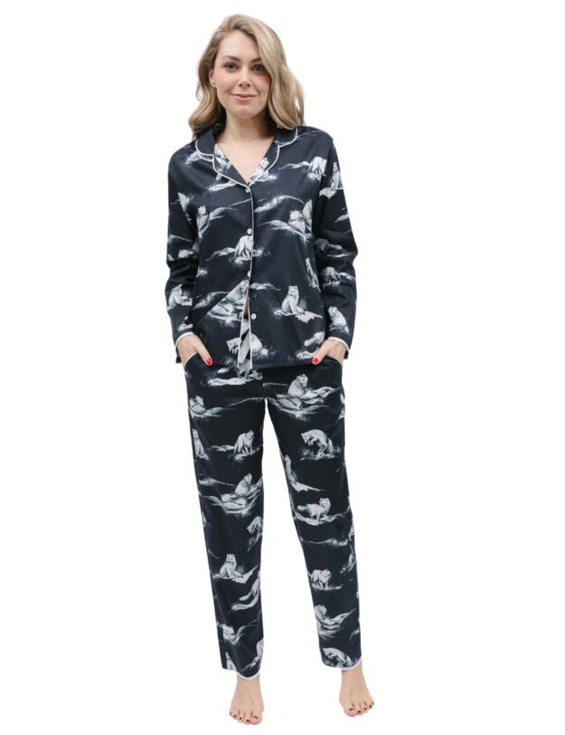 Cyberjammies Atlas Pyjama Top Charcoal Arctic Fox Print 
