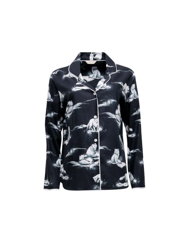 Cyberjammies Atlas Pyjama Top Charcoal Arctic Fox Print 