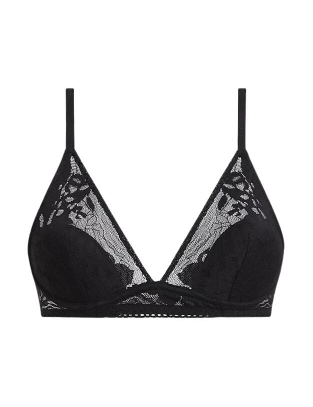 Calvin Klein Ultra-Soft Lace Plunge Bra Black 