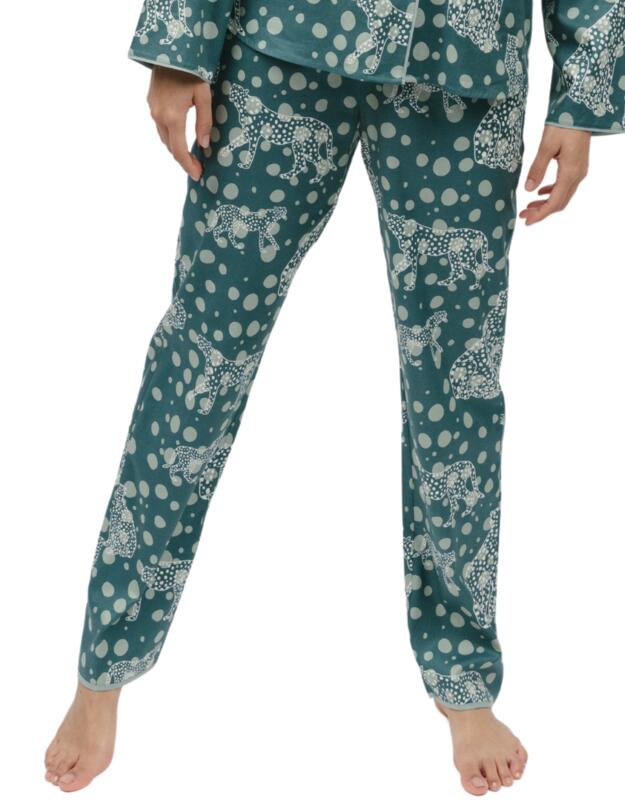 Cyberjammies Hannah Pyjama Pants Green Leopard Print