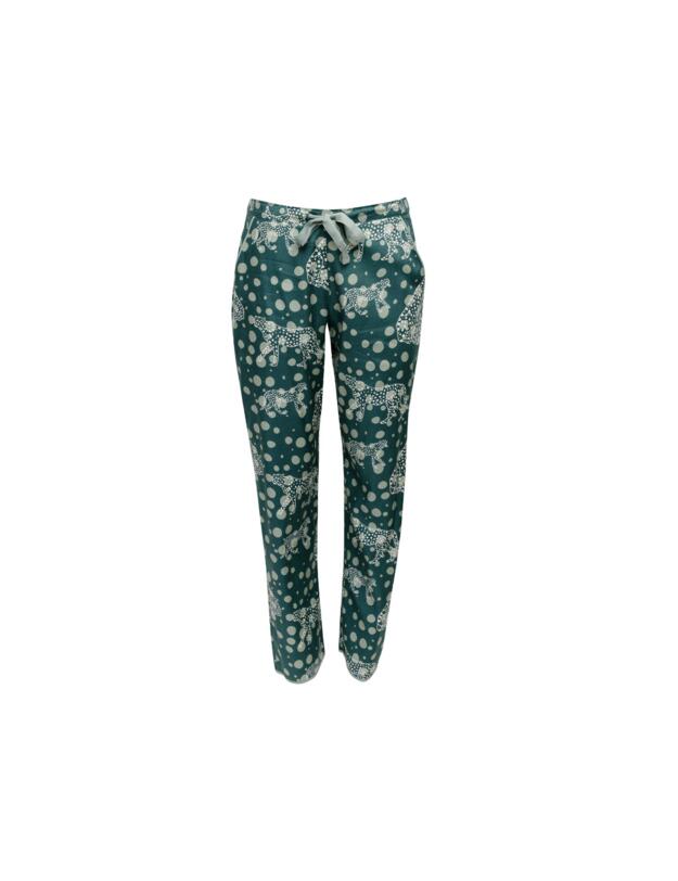 Cyberjammies Hannah Pyjama Pants Green Leopard Print