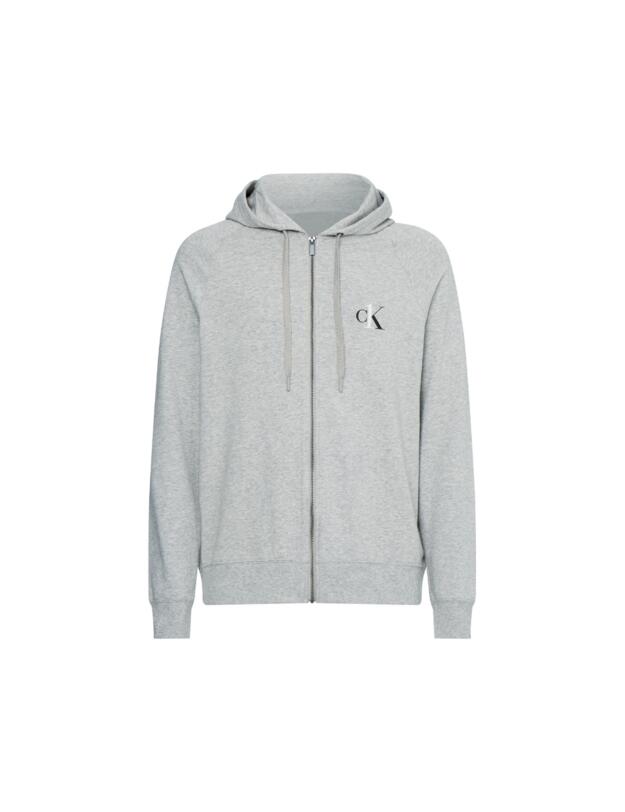 Calvin Klein Mens CK One Full Zip Hoodie Grey Heather 
