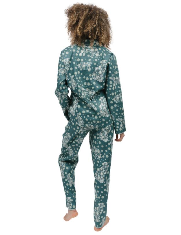 Cyberjammies Hannah Pyjama Top Green Leopard Print