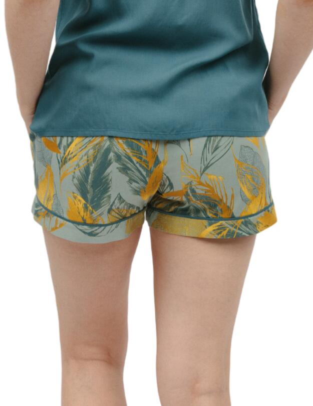 Cyberjammies Hannah Pyjama Short Sage Green Leaf Print