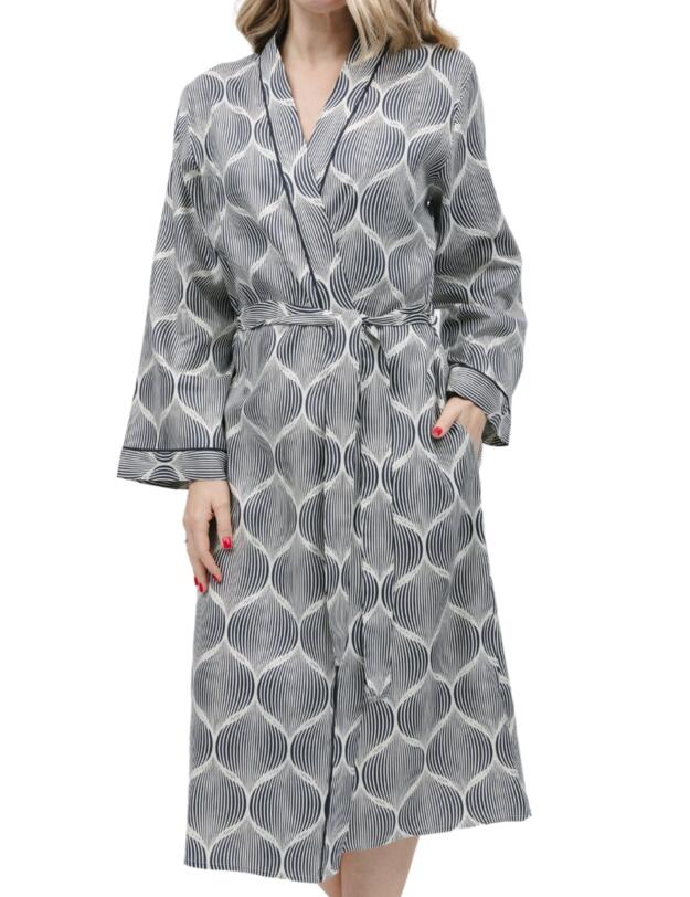 Cyberjammies Nicole Long Dressing Gown Cream Geo Print