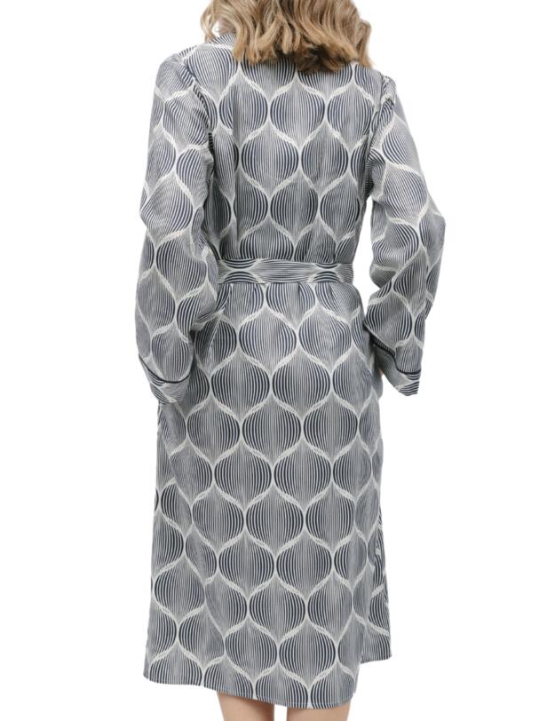 Cyberjammies Nicole Long Dressing Gown Cream Geo Print